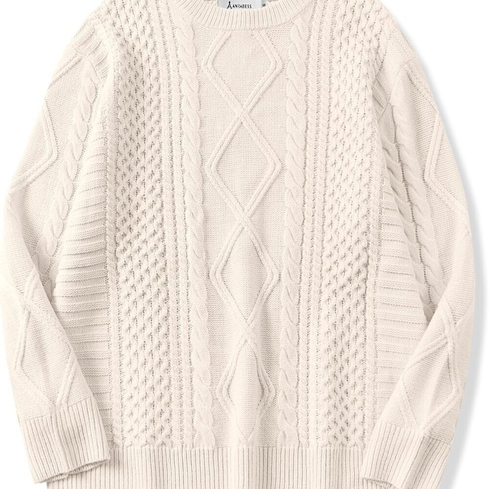 Brand New Oversized Apricot Cable Knit Sweater For Women - Small